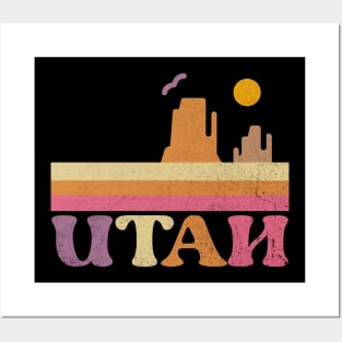 Utah State Retro Mountain Utah Posters and Art